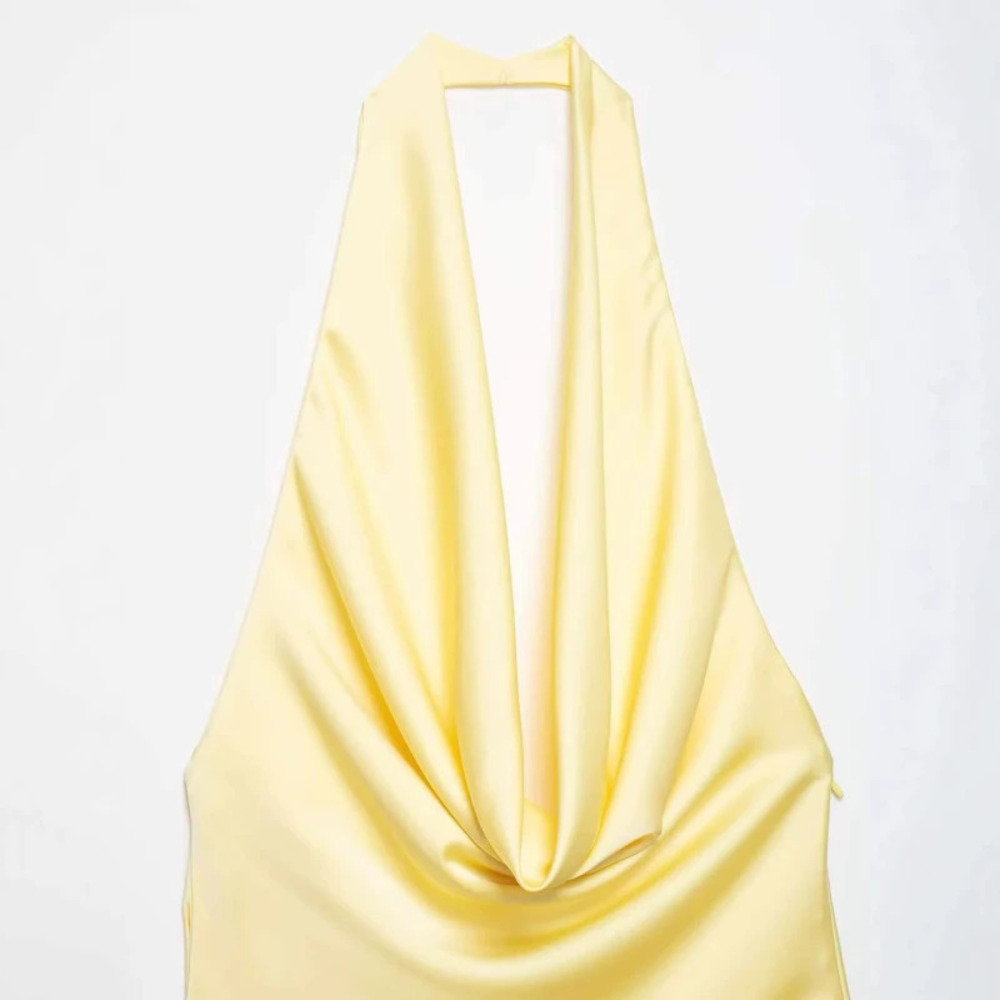 ZARA Summer Sexy Satin Backless Tie Waist Dress